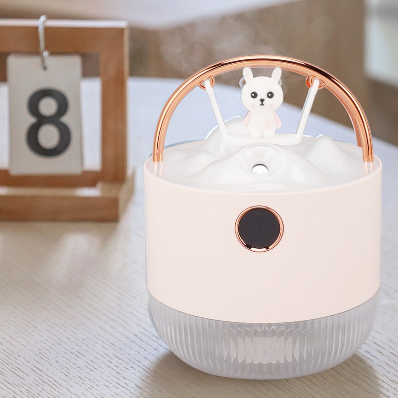 Mini Humidifier 600ml 40ml/H Dual Mode Bear On Swing Night