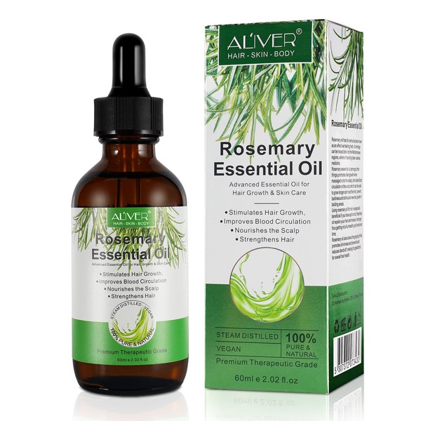 Rosemary Oil for Hair Growth, Rosemary Oil for Skin & Hair Care, Hair Strengthening Oil for Fuller Healthier Hair, Perfect for Aromatherapy, Diffuser, Best Hair Thickening Products(60 ML)
