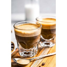 Necessia Heat-Treated Tempered Rim Cortado/Espresso/Gibraltar Glasses, Set of 4, 4.5 oz