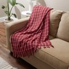 DII Transitional Checked Plaid Woven Throw, 50x60, Barn Red