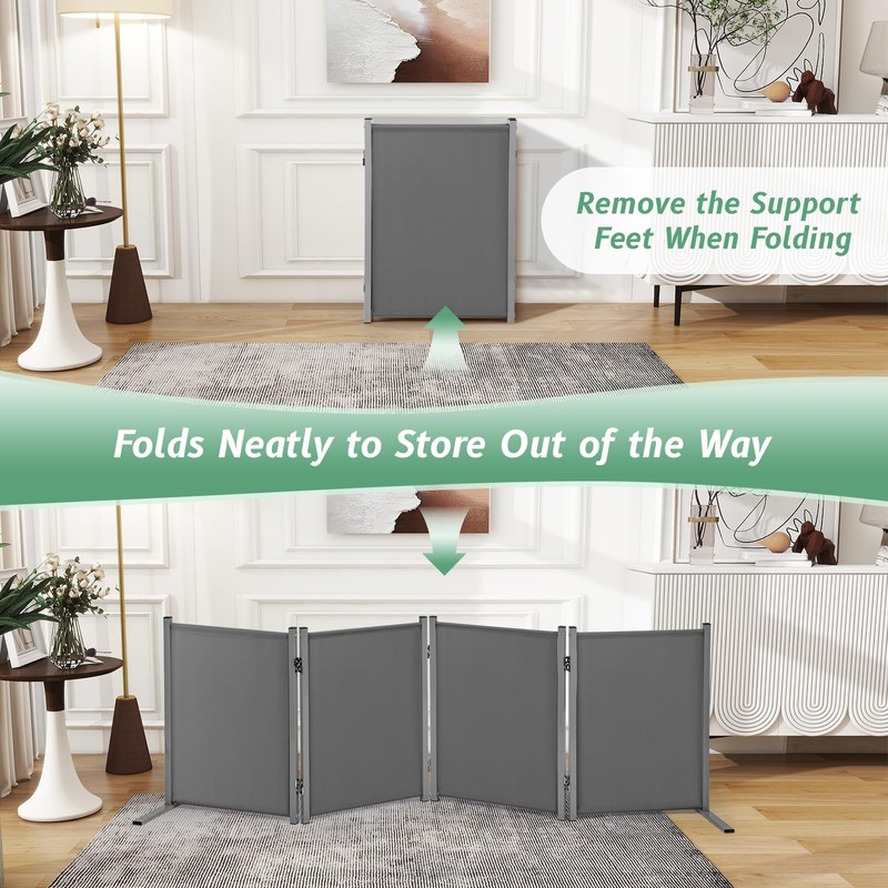 RANTILA 4 Panel Indoor Foldable Dog Fence Freestanding Dog Gate
