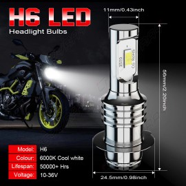 CHUSYYRAY 2pcs H6 LED Headlight Bulb Lamp 6000K For Yamaha YFZ450R Rhino 700 Raptor YFM660