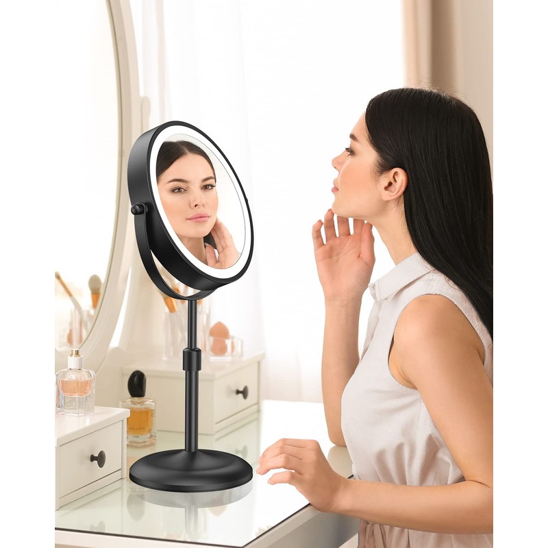 Benbilry Lighted Makeup Mirror with 10X Magnification & 3 Color