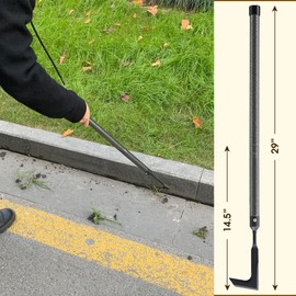 Lcokeiy Weed Puller Tool Long Handle, Manual Crevice Cleaing Weeding Remover Tool 29", Adjustable Sidewalk Crack Weeder Stand up Grass Weed Puller Cutter Tool for Yard Driveway with Metal Handle