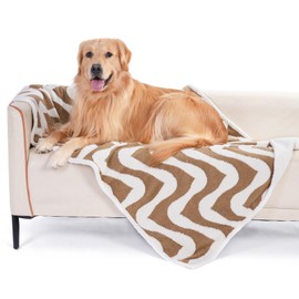BEAUTYZOO Waterproof Dog Blanket for Couch, Soft Fleece Dog Blanket for Large Dogs Washable, Warm Fluffy Plush Chew Proof Dog Bed Cover Pet Blanket Reversible Furniture Protection, 39x60 Inch Brown
