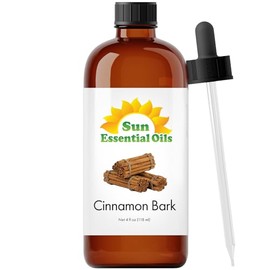 Sun Essential Oils Sun Essential Oils - Cinnamon Bark Essential Oil (4 oz) with Dropper for Diffuser, Aromatherapy Massage, Skin & Hair, Fragrance for Candle, Soap & Lotion Making at Home