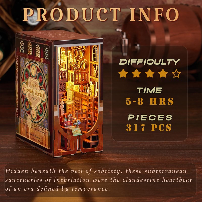MiniCity DIY Book Nook Kit for Adults, 3D Wooden Puzzle