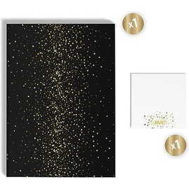 BIC My Surprise Box Gift Set of 14 Writing Products, 4 Ballpoint / 5 Metallic Felt-Tip / 5 Gel Pens, 1 Repositionable Pad and 1 A5 Notebook White