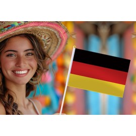 Germany Handheld Small Flag Set,10 PCS 5×8 Inch Mini German Hand Held Banner,Tiny Digital Printed Polyester Banner