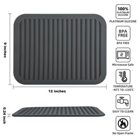 IFFMYJB Trivets for Hot Dishes, Silicone Trivets for Hot Pots and Pans, Heat Resistant Hot Pads for Kitchen Counter, 2 Pcs Multi-Purpose & Versatile Trivet Mat (9"x12")(Light Grey)