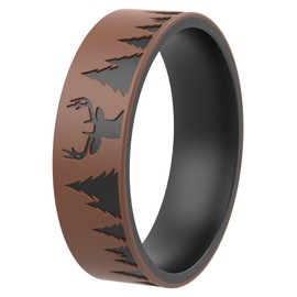 ThunderFit Silicone Wedding Ring Unisex, Laser Printed Design 6mm Wide 2mm Thick