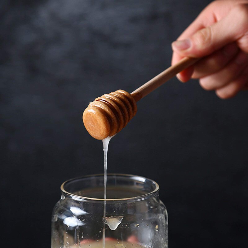 Wooden Honey Dipper Stick Collecting Dispensing Drizzling Jam Portable Wedding