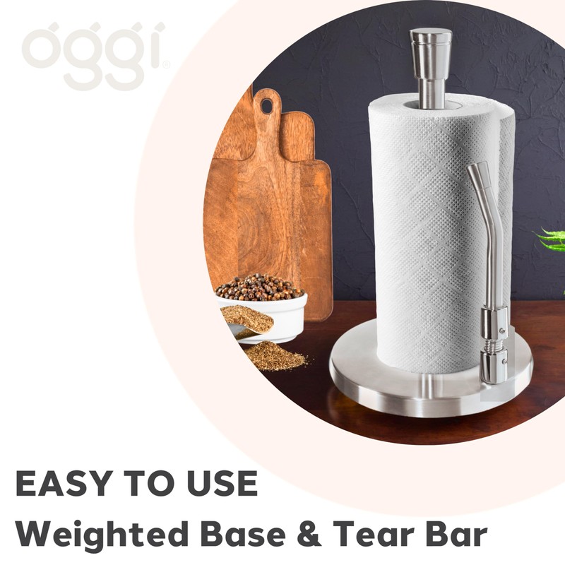 OGGI Stainless Steel Paper Towel Holder - with Tension Arm