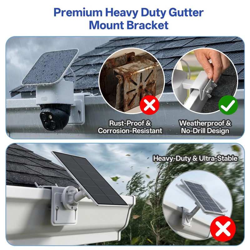 4 Pack Stainless Steel Gutter Mount Brackets, No Drill Design,