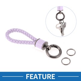 A ABSOPRO Car Keychain Universal Key Chain with Ring for Key Fobs for Home for Women Faux Leather Light Purple