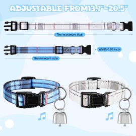 Yeyeplum 2 Pack Goat Collars with Bells, Sheep Grazing Copper Bells and Adjustable Nylon Collar Set Loud Bronze Bell for Small Farm Animal Sheep Cow Accessories(Plaid)