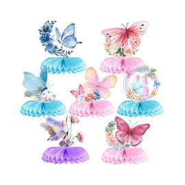 VBNZBK 7 Pcs Butterfly Honeycomb Centerpieces, Watercolor Pink Purple Butterfly Centerpieces for Butterfly Themed Birthday Party Reunion Table Decorations, Baby Shower Decorations for Girls