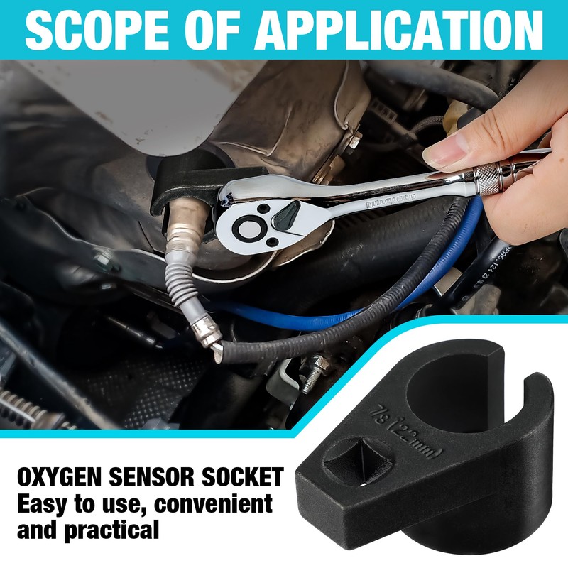 DURATECH O2 Oxygen Sensor Socket 3/8-Inch Drive x 7/8-Inch (22mm),