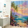 Mocsicka Beach Coastal Seaside Shower Curtain (Multicolor, 71x71 Inch)