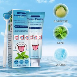 LONEOURS Tongue Set de Gel Limpiador de Lengua, Blanqueador de Dientes Gel Limpiador de Lengua con Cepillo Limpiador, Pasta Limpiadora de Lengua, Mantener la Salud Bucal