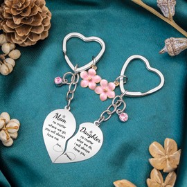 WXCATIM 2 Pcs Mother Daughter Keychain Set Matching Keychains Mom Birthday Christmas Mothers Day Gifts From Daughter Keychain Set For Women