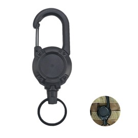 1 Pack Heavy Duty Retractable Keychain, Retractable Lanyard Id Badge Reel Clips, Keyring Badge Reel, for Key Ring Id Card Badge Holder (Black)