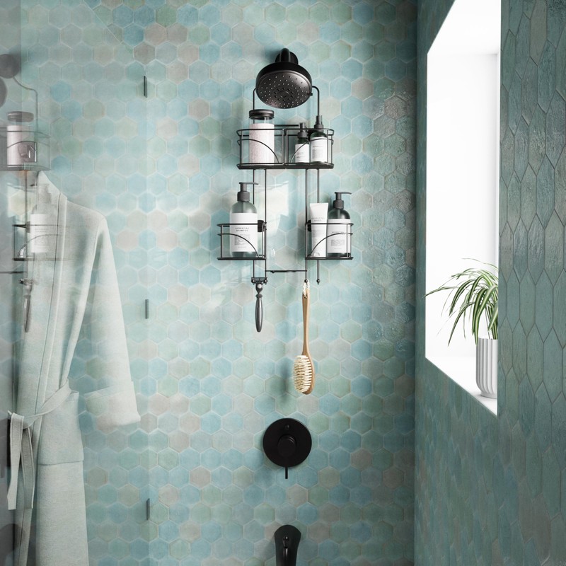 Zenna Home Hanging Shower Caddy for Handheld Shower Heads, Over