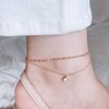18k sparkling shining chain cubic two-line silver anklet pink gold