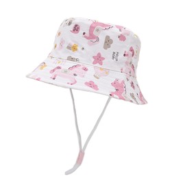 Toddler Sun Hat with Neck Flap UPF 50+ Baby Wide Brim Summer Beach Swim Bucket Hat for Kid Boys Girls 3 Month -7 Years Pink Horse 54