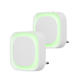 YUNLEX Night Light Socket with Twilight Sensor, Pack of 2 LED Night Lamp Children, Indirect Light, Brightness Adjustable for Children's Room, Hallway, Stairs, Bedroom, Kitchen, Bathroom, Green