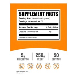 Bulksupplements Creatina Monohidrato Micronizada 5 G 250 G