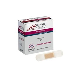 School Health - Clear Adhesive Bandages, Wound Care for Minor Cuts and Scrapes, Premium Adhesive Stays Secure with Movement or Perspiration, 100/Box (1" x 3", 100, Count)