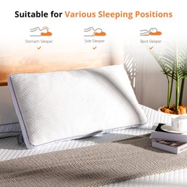 EGOHOME Shredded Memory Foam Pillows, Bed Pillows for Sleeping, Standard Pillow for Side Back Stomach Sleepers, Neck Support Pillow with Washable Removable Cover(King,1 Pack)