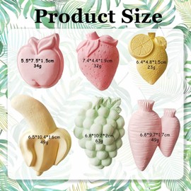 Parrot Bird Chewing Toy, 6Pcs Colorful Different Fruit Styles Parrot Teething Stone Toy, Parrot Beak Grinding Calcium Stone, Bird Cage Accessories for Parrot Rabbit Bunny Hamster, chinchilla (6pcs)