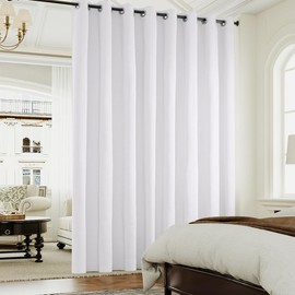 Turquoize Extra Wide Room Darkening White Curtains for Living Room Patio Sliding Door, Thermal Blackout Patio Door Grommet Room Divider, 1 Panel(100Wx96L Inches, Pure White)