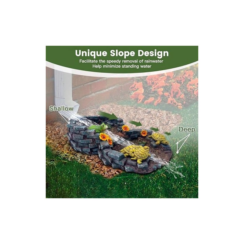 Tortuga Downspout Bloque de salpicaduras decorativo, boquilla de lluvia, desviador