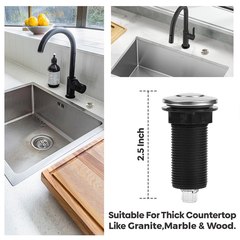 2.5" Long Single Outlet On/Off Chrome Air Switch Garbage Disposal