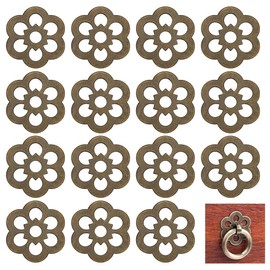 PH PandaHall Pack of 16 Clover Brass Backplate Washers 32 mm Flower Decorative Washers Brass Seal Hardware Accessories for Door Furniture Cabinet Drawer Decoration, Antique Bronze