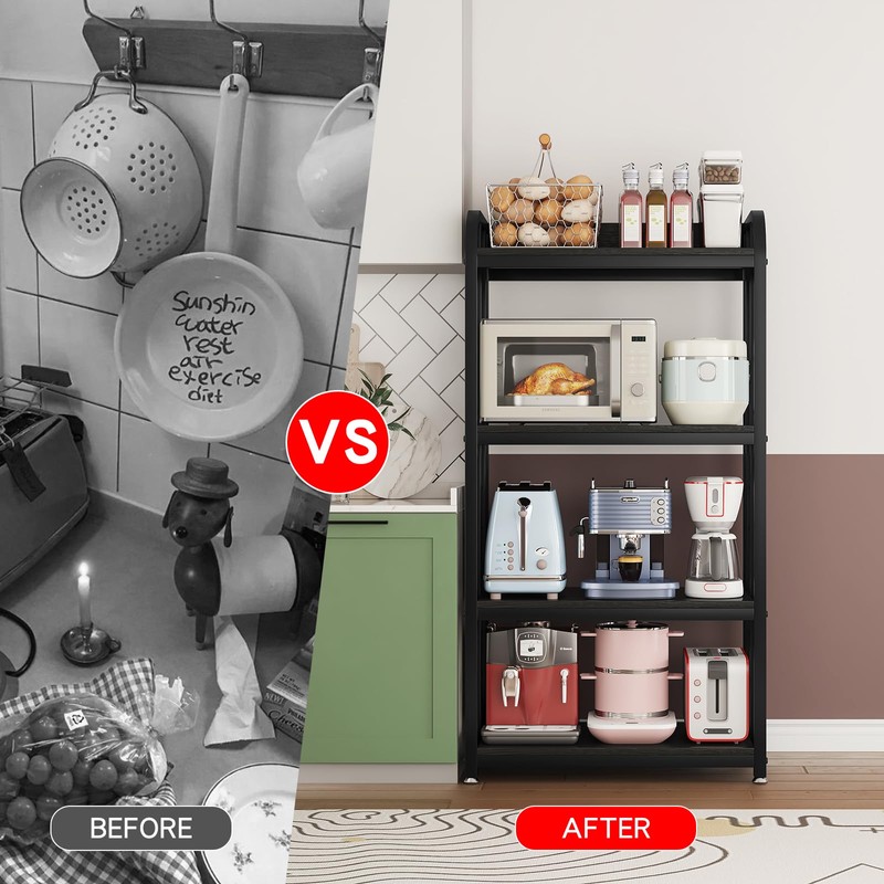 jarrvz 4 Tier Microwave Stand, Large Bakers Racks for Kitchens,