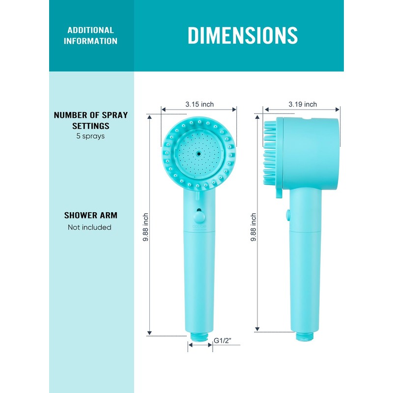 Cobbe Filtered Shower Head with Handheld, High Pressure 5-mode Showerhead