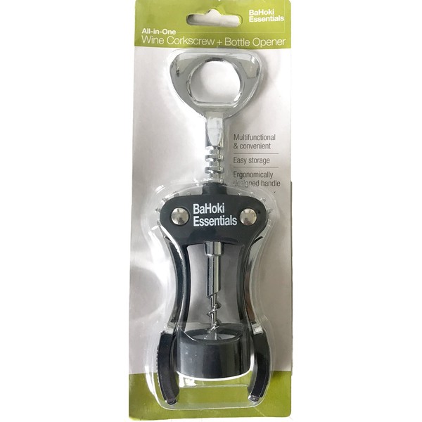 Bahoki Essentials Wing Corkscrew Wine Opener and Bottle Opener for Beer with Ergonomically Designed Handle, All in 1
