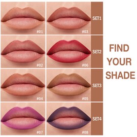 2in1 Gradient Lip Liner & Lipstick Combo,Matte Longwear Waterproof Lip Pencil with Cone Tip,Smudge Proof Crayon for Flawless Ombre Contour,Women's Long Lasting Makeup Set(07Lilac Dream+08Violet Noir)