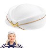 NUOBESTY Bow White Beret Hat Cap Vintage British Stewardess Hat