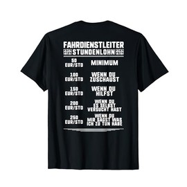 T-Shirt with German Text "Eisenbahner Zugverkehr Stundenlohn Fahrdienstleiter, black