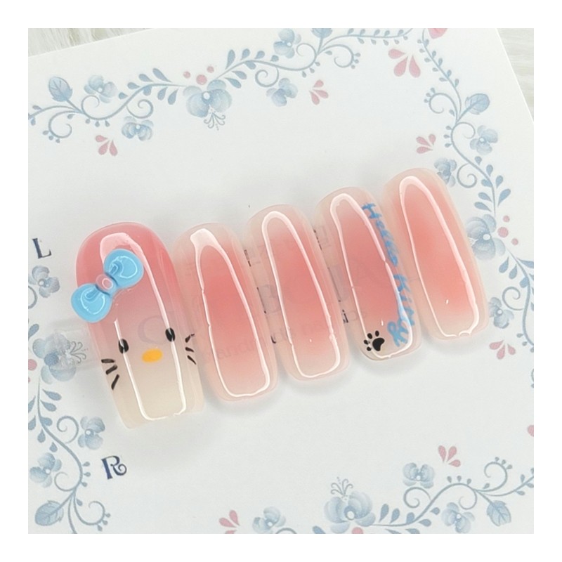 Lovely Cat Handmade Nail Tips - Water Drops / 러블리
