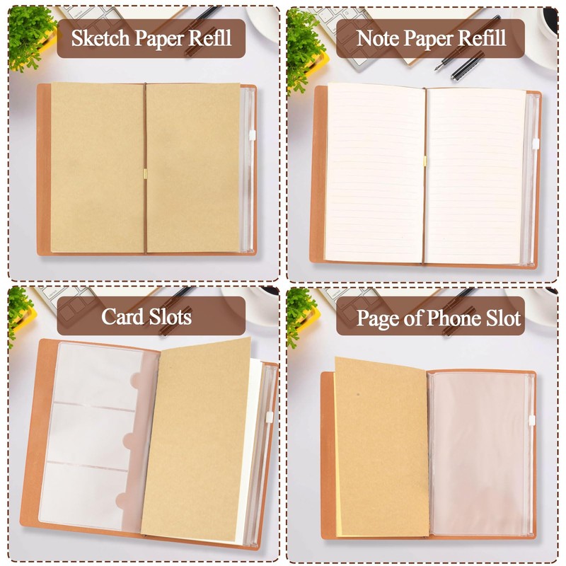 Initial PU Leather Travel Notebook Refillable Diary Travel Diary with