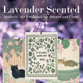 KDHTY Black Orange Cat Floral Bathroom Lavender Car Air Freshener 3Pcs, Cute Japanese Bathing Cat Flower Scents Air Freshener for Women Girls, Retro Car Accessories Interior Mirror Decor Hanging