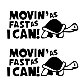 TOMALL 2Pcs 5.9 INCH Moving As Fast As I Can Turtle Stickers for Car Waterproof Funny Self-Adhesive Vinyl Decals for Car Truck SUV Window Bumper Laptop Motorcycle Decoration (Black)