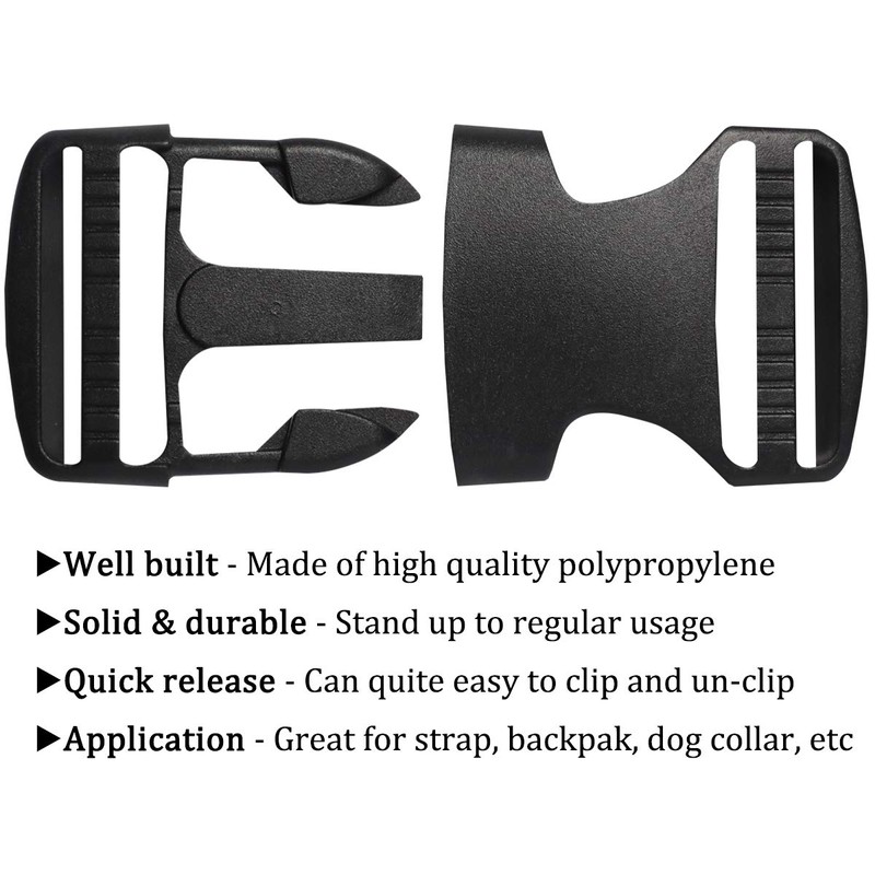 Plastic Buckle 1 1/2 Inch - Double Adjustable Quick Side