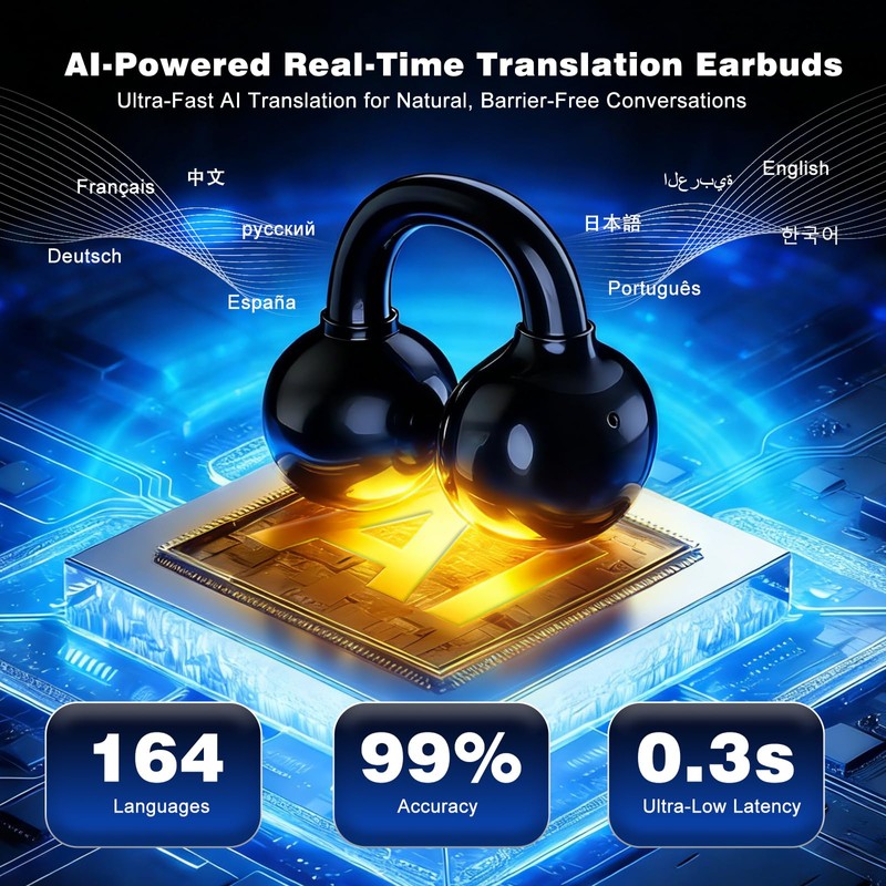 poodays AI Translation Earbuds Real Time, 164 Languages Translator Earbuds,